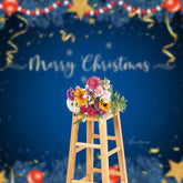 Aperturee - Blue Sequin Ball Pine Christmas Photoshoot Backdrop
